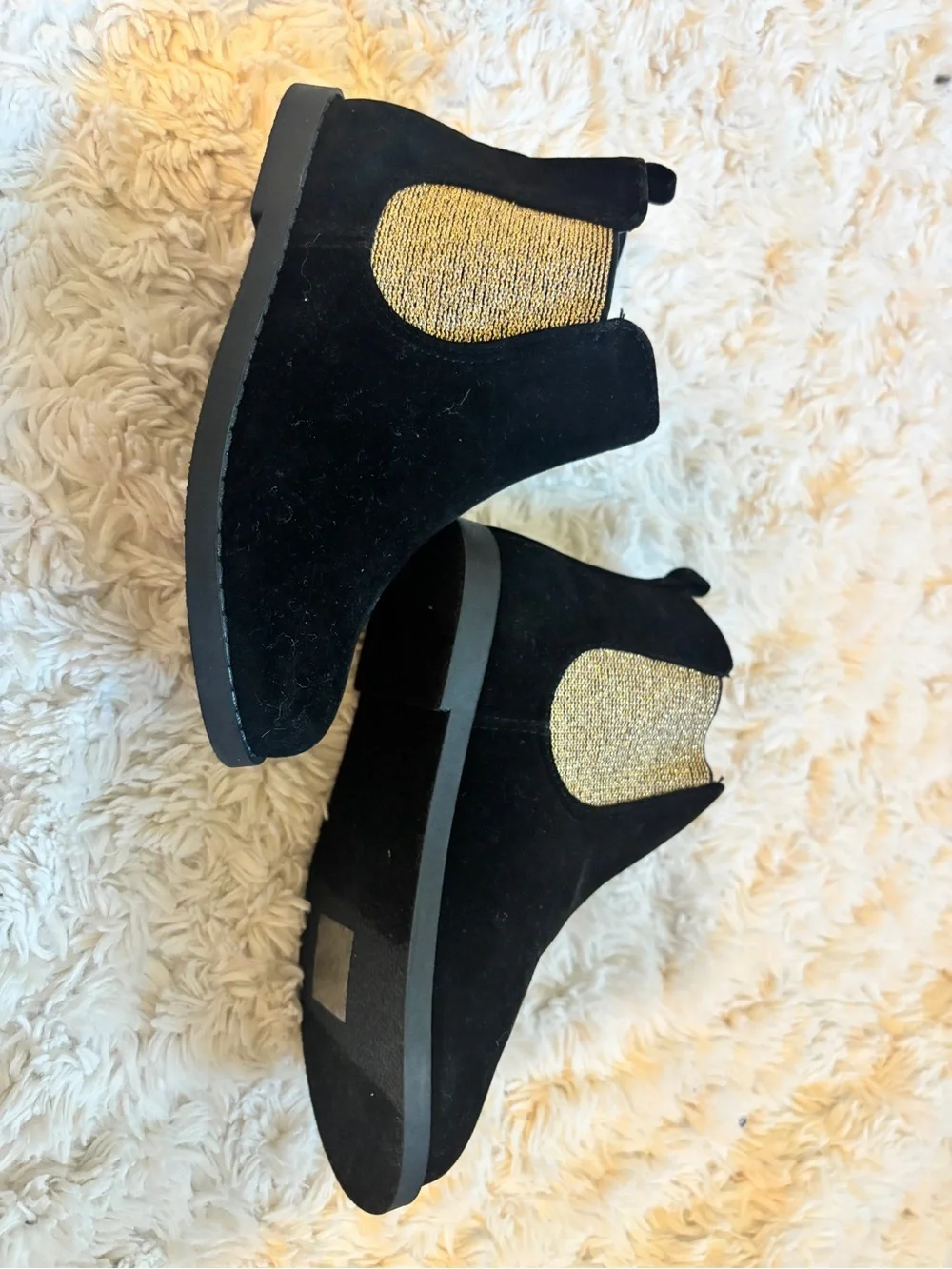 Gymboree Black Boots with Gold Elastic Side Panels